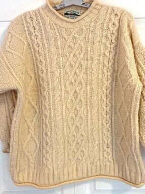 Aran Crafts Irish Fisherman Sweater Wool Cable Knit size Small Vintage